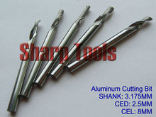 5pc 3.175x2.5x8mm Aluminum Cutting Bit, Tungsten Steel Solid Carbide Endmills, One Flute Spiral Cutters on Metal, Cu, Zn, Ti, Al 2024 - buy cheap