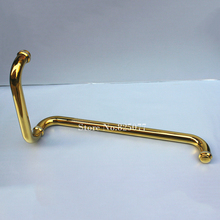 Alta qualidade de aço inoxidável ouro chuveiro porta pull/push handles barra toalha, montagem em vidro decoração para casa 2024 - compre barato