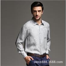 L-3xl Spring And Summer Men's Casual Long-sleeved Silk Heavy Silk Shirt Middle-aged Clothing Social Gentleman Shirts 2024 - buy cheap