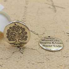 High Quality 10 Pieces/Lot 20mm Diameter Family Where Life Begins And Love Never Ends Tree Of Life Charm Pendant 2024 - buy cheap