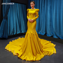 J66811 jancember muslim atabic long evening dress 2019 mermaid with train elegant yellow evening formal dresses вечернее платье 2024 - buy cheap