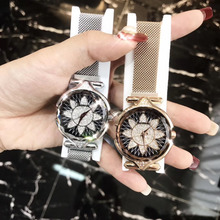 Relojes milaneses ultrafinos para mujer, pulsera con cristales brillantes y girasol, reloj de pulsera de cuarzo con imán, totalmente de acero resistente al agua 2024 - compra barato