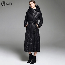 Gbyxty plus size 7xl mulheres inverno para baixo jaqueta e casaco senhoras elegante longo com capuz cinto tamanho grande pato para baixo puffer jaqueta za1061 2024 - compre barato