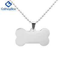 50 PCS /LOT Stainless Steel Bone Shaped Name Pet ID Tag Dog Cat Charm Pendant CB00A052 2024 - buy cheap