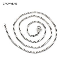 Colar de Corrente Caixa De Aço inoxidável Dos Homens Jóia De Prata Cor Geométrica Pattern Chain link Colares 1 PCS Frete Grátis 2024 - compre barato