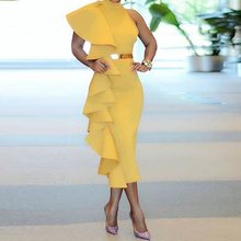 U-SWEAR Sexy Bodycon Dress Women Summer Elegant Evening Solid Yellow Sleeveless Ladies Party Midi Dresses Vestidos 2024 - buy cheap