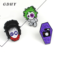 GDHY Terror Horror Doll Coffin Vampire Brooch Enamel Pin Purple Coffin Backpacks For Kids Halloween Creepy Gothic Jewelry Brosch 2024 - buy cheap