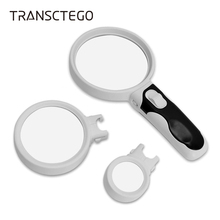 Transfortego-lupa de mano LED, 3 lentes principales 2.5X 6X 16X, lupa intercambiable, mapa portátil, lupas para lectura 2024 - compra barato