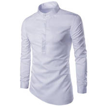 2016 New Brand Shirts Mens Polka Irregular Shirt Slim Fit Male Shirts Long sleeve Men Shirt Slim Irregular Stand Collar XXXL 2024 - buy cheap