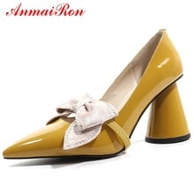 ANMAIRON   Mary Janes  Super High Strange Style  Womens Shoes  Pointed Toe  Genuine Leather Women Pumps Size 34-39 LY655 2024 - buy cheap