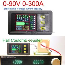 Monitor digital de bateria dc 90v 300a, voltímetro, amperímetro, capacidade de energia, módulo medidor de tempo 2024 - compre barato