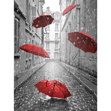 Glymg strass brilhante 5d pintura artesanal, guarda-chuva vermelho, mosaico de diamante, bordado, ponto cruz, decoração de artes de parede 2024 - compre barato