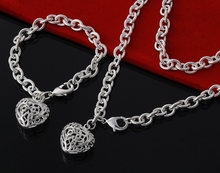 N925 silver color men's necklace bracelet wholesale, fashion HS0376 two sets of simple geometric  jewelry trade 2024 - buy cheap