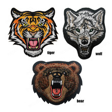 Bordado remendo tigre urso lobo animal remendos militares combate tático emblema applique bordados emblemas transporte da gota 2024 - compre barato