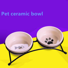 New Double Ceramics Stainless Steel Pet Bowls for Dog Cat Puppy Non-Slip Food Water Dual-use Feeding Dish Supplies Pet Feeder 2024 - buy cheap