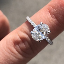 Feminino cristal austríaco princesa corte de pedra anéis de casamento para as mulheres cor prata preenchido grande branco zircão noivado jóias 2024 - compre barato