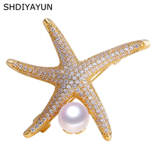 Женская перламутровая брошь SHDIYAYUN, Милая брошь в виде морской звезды, брошь с натуральным пресноводным жемчугом, 2019 2024 - купить недорого