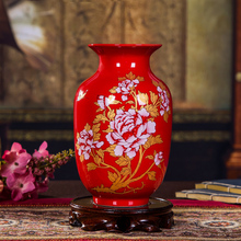 Florero Cloisonne de lujo de China, adornos de decoración para el hogar, artesanías de palacio antiguo, florero de cerámica roja, decoración de figuritas 2024 - compra barato
