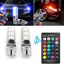 Y 5 комплектов/10 шт. 5050 SMD RGB светодиодный T10 194 168 W5W автомобильный клиновидный свет поворотный сигнал Внутренняя купольная лампа для чтения с пультом дистанционного управления 2024 - купить недорого