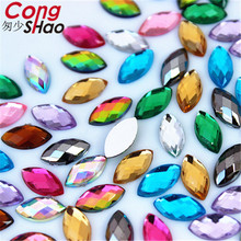 Cong Shao-diamantes de imitación acrílicos, piedras preciosas y cristales para bricolaje, accesorios de decoración, ojo colorido, ojo plano, 500 Uds., 5x10mm, YB320 2024 - compra barato