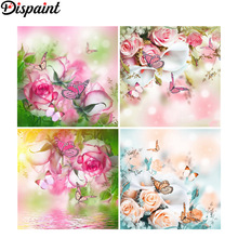 Dispaint-pintura de diamante 5D DIY "mariposa rosa", bordado 3D con diamantes de imitación cuadrados o redondos, estilo punto de cruz 5D, decoración para el hogar 2024 - compra barato