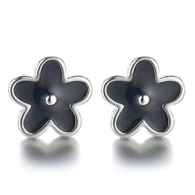 Promotion 925 Sterling Silver Fashion Black Plum Flower Stud Earrings Jewelry Women Birthday Gift Drop Shipping Anti Allergy 2024 - buy cheap