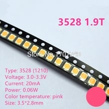 Lâmpada led rosa 1000 tamanhos 3528, 1.9t, 1210 brilhante rosa diodo emissor de luz 3528 smd