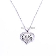 Hearts Family jewelry fashion rhodium plated crystals heart DADDY'S GIRL chain necklace 2024 - buy cheap