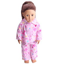 Dolls clothes American bunny pink pajamas suit pant toy accessories fit 18 inch Girl and 43 cm baby c14 2024 - buy cheap