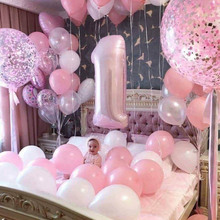 Globos de cumpleaños para niña, bolas de confeti transparentes para fiesta de cumpleaños, decoración de cumpleaños de niña, rosa y blanco 2024 - compra barato