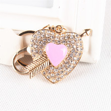 Arrow Pink Love Heart Charm New Cute Crystal Rhinestone Pendant Purse HandBag Key Ring Chain Favorite Exquisite Birthday Gift 2024 - buy cheap