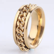 8mm wide gold color chains 316L Stainless Steel finger rings for men wholesale 2024 - buy cheap