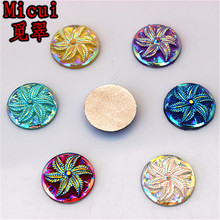 Micui 100PCS 14MM AB Color Round Flowers flatback Resin Rhinestones Crystal Stone for Wedding dresses Clothing Accessories ZZ488 2024 - buy cheap