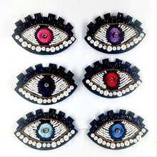 1Pcs Handmade bead Eye Beaded Patch for Clothing Iron on Beading Applique Clothes Shoes Bags Decoration Patch DIY Apparel 2024 - buy cheap