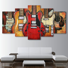 Modular Frame Art Canvas Pictures Prints Living Room Poster 5 Panel Musical Instruments Guitar Wall Painting Home Decor Cuadros 2024 - buy cheap