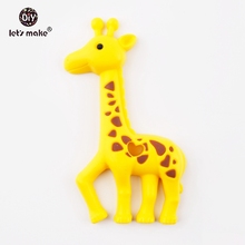 Let's Make mordedores de silicona amarilla, mordedor en forma de jirafa, juguete libre de BPA para collar de lactancia, fabricación de abalorios DIY, mordedor de silicona 2024 - compra barato