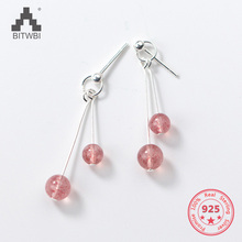 Pendientes de plata de primera ley con borla para mujer, aretes colgantes, plata esterlina 100%, cristal de cuarzo, joya fina, 925 2024 - compra barato