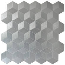 10 листов пилинг и палка металлическая мозаика декоративная настенная плитка, 12 ''X 12'' кубический серебро/медь металл мозаичная плитка 2024 - купить недорого