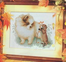 33*28cm Needlework DIY Cross stitch,Set For Embroidery kit,pomeranian dog and mouse animal pattern Cross-stitch room Painting 2024 - buy cheap