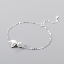 Moda novedosa-pulsera de plata de ley 925 con diseño de hojas pequeñas, brazalete elegante con perlas, regalo para mujeres 2024 - compra barato