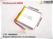 Batería de energía de 3,7 V, Pila de polímero de litio, pudín pequeño, 655560 baterías recargables, 3000mAh, Ma, navegador GPS 2024 - compra barato