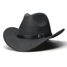 Vintage Parent-child Women Men /Kid Wool Wide Brim Cowboy Western Hat Cowgirl Bowler Cap Black Leather Band (57//54cm) 2024 - buy cheap