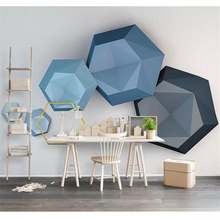 Wellyu-papel de parede personalizado 3d, murais fotográficos, azul, hexágono, nórdico, moderno, geométrico, plano de fundo de parede, mural 3d 2024 - compre barato