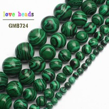 wholesale Green Malachite Round Beads For Jewelry Making 15.5" Pick Size 4.6.8.10.12.14mm DIY Bracelet Necklace 2024 - buy cheap