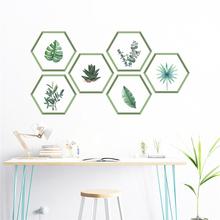 Green Plants Leaf Hexagon Photo Frame Wall Decals Home Decor Living Room Bedroom 17*19cm Wall Stickers Pvc Wallpaper Accessories 2024 - buy cheap