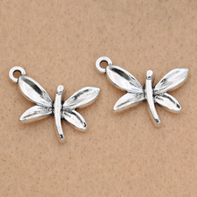 KJjewel Tibetan Silver Plated Dragonfly Charm Pendant Jewelry Making Diy Accessories Jewelry Findings 15x22mm 2024 - buy cheap