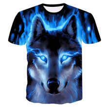 Новинка 3D мужская футболка с волком крутая футболка с принтом волка летняя 3D футболка с короткими рукавами светится в темноте хорошее качество 2024 - купить недорого