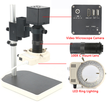 Microscópio de vídeo industrial digital eletrônico, 1080p, 4k, uhd, 12mp, 100x c, lente de montagem, medição ui para relógio lab phoen pcb 2024 - compre barato