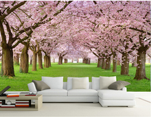 The custom 3D murals,The cherry blossom avenue grass papel de parede,living room sofa TV wall bedroom wall paper 2024 - buy cheap