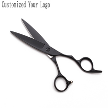 C9123 6" 17cm JP 440C Black Color Engraving Logo Micro Sawtooth Cutting Shears Hairdresser's Scissors Professional Hair Scissors 2024 - buy cheap